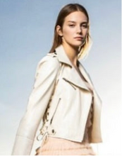 Load image into Gallery viewer, Twinset Cream Vegan Leather Biker Jacket
