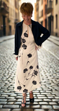 Load image into Gallery viewer, Twinset Cream &amp; Black Wisteria Carnation Crepe de Chine Dress
