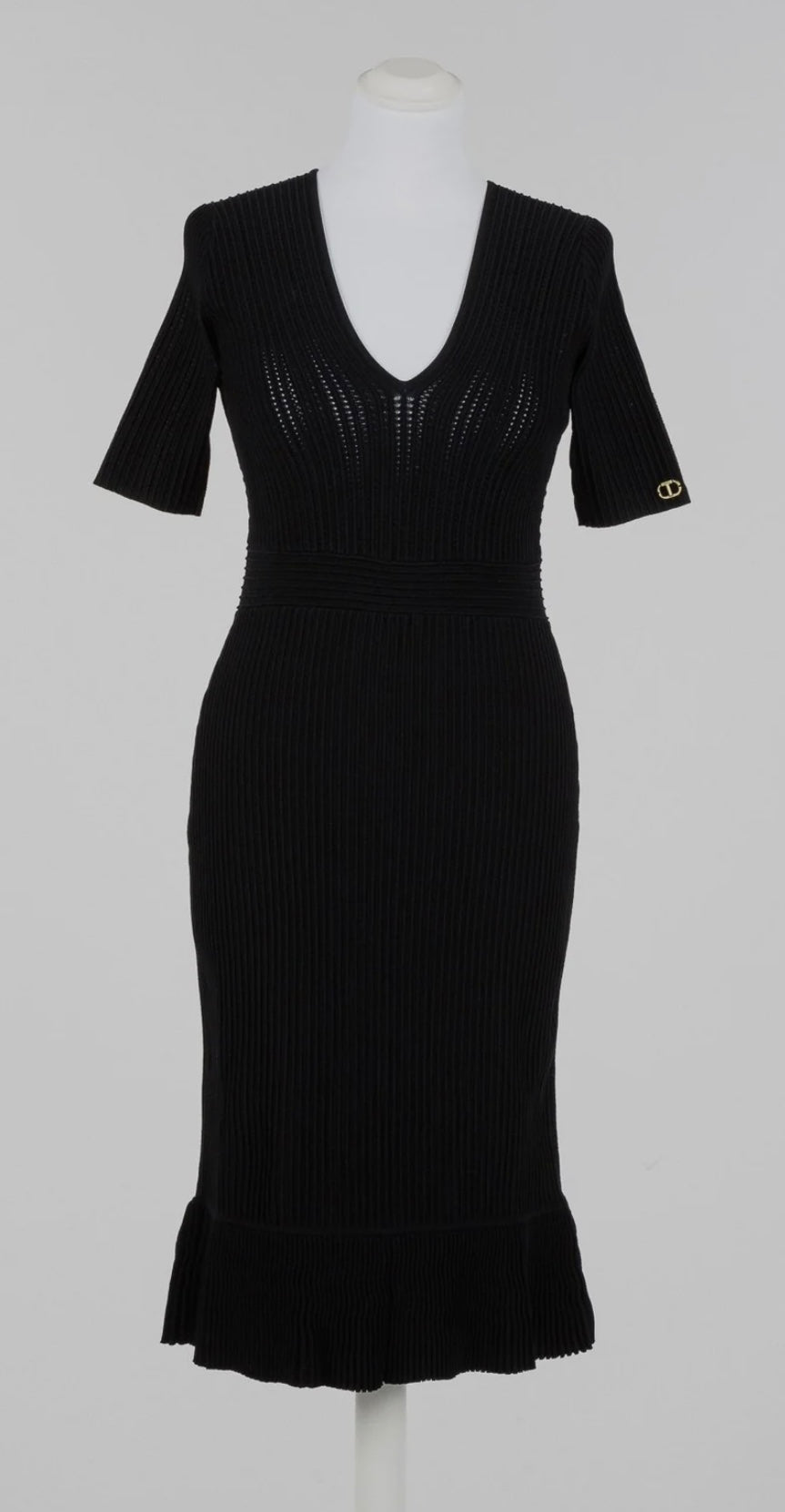 Twinset Milano Black Ribbed Dress