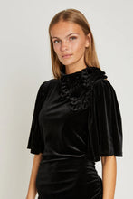 Load image into Gallery viewer, RDF Black Velvet Ruched Midi Dress
