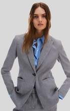 Load image into Gallery viewer, PENNYBLACK Navy Gingham Linen &amp; Cotton Blazer
