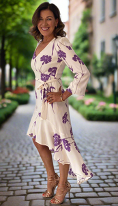 Twinset Lilac Wisteria Dip Hem Crepe Dress