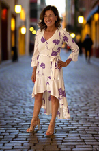 Load image into Gallery viewer, Twinset Lilac Wisteria Dip Hem Crepe Dress
