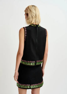 Essentiel Antwerp black sleeveless top with embellishments