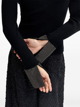 Load image into Gallery viewer, Essentiel Antwerp Rib-Knit black jumper with crystal embellished cuff
