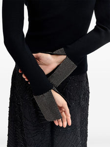 Essentiel Antwerp Rib-Knit black jumper with crystal embellished cuff