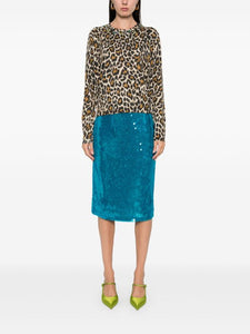 Essentiel Antwerp Leopard Print Fine knit Cashmere sweater