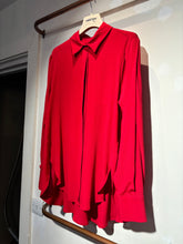 Load image into Gallery viewer, Beatrice B Red Silk Blouse with Pleated Sleeve
