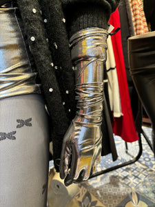 Ottod’Ame Silver Metallic Long Gloves