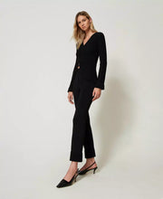 Load image into Gallery viewer, Twinset Milano Black Flared Knit Trousers
