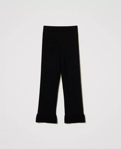 Twinset Milano Black Flared Knit Trousers