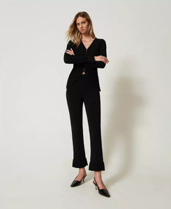 Twinset Milano Black Flared Knit Trousers