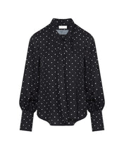 Load image into Gallery viewer, Beatrice B Black Polka Dot Pussybow Blouse
