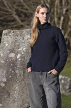 Load image into Gallery viewer, Fisherman Navy Funnel Neck Jumper
