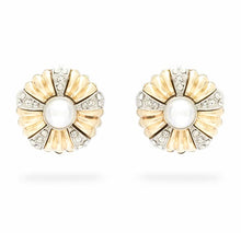 Load image into Gallery viewer, Nali Vintage Gold with Crystals &amp; Pearl Stud Earrings
