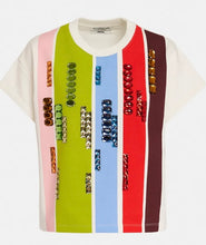 Load image into Gallery viewer, Essentiel Antwerp White Multicolored Stripe Sweatshirt with Crystals
