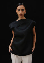 Load image into Gallery viewer, Beatrice B Black Duchese Asymmetrical Top / Blouse
