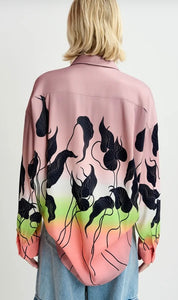 Essentiel Antwerp Mauve Peach Lily Leaf Print Shirt