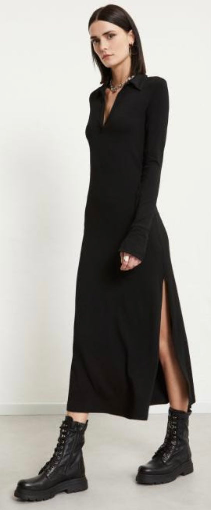 Ottod’Ame Black Jersey Collared Midi Dress