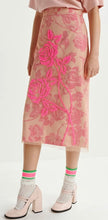 Load image into Gallery viewer, Essentiel Antwerp Pink Tulle Midi Skirt with Floral Beaded Embellishment
