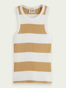 Scotch & Soda Organic cotton racer Shell Beige tank top | Women