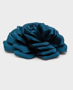 Nali Teal  Satin Rose Corsage Brooch / Hair Clip