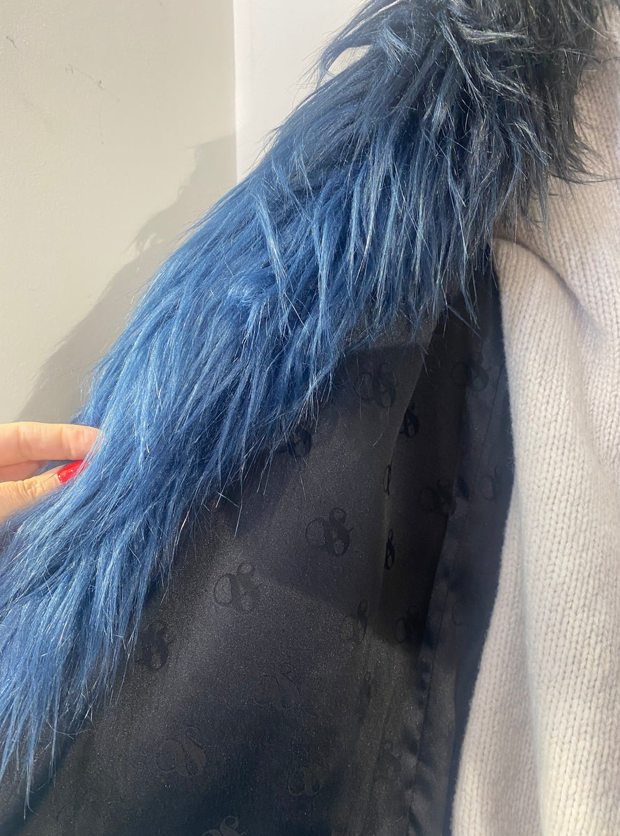 Scotch & Soda Blue / Black Faux Fur Jacket – SYBIL