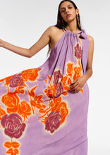 Load image into Gallery viewer, Essential Antwerp Lilac, orange and purple floral print halter neck maxi dress
