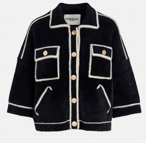 Essentiel Antwerp Black Fluffy Cardi-Jacket