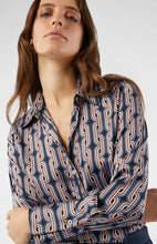 Load image into Gallery viewer, PENNYBLACK Navy Graphic Print Satin Shirt
