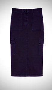 Pennyblack Navy Denim Cotton Cargo Skirt