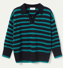 Load image into Gallery viewer, Compania Fantastica Green &amp; Black Stripes Jumper with collar
