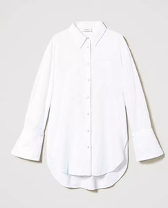 Twinset White Oversized Shirt with removable cuffs