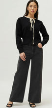 Load image into Gallery viewer, Compania Fantastica Black with Cream Trim Fine Knit Cardigan
