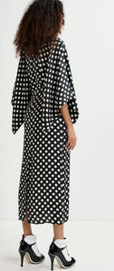 Essentiel Antwerp Black & White Polka Dot Cape Sleeve Dress