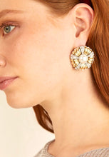 Load image into Gallery viewer, Nali Vintage Gold with Crystals &amp; Pearl Stud Earrings
