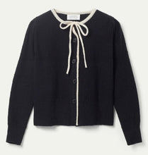 Load image into Gallery viewer, Compania Fantastica Black with Cream Trim Fine Knit Cardigan
