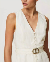 Load image into Gallery viewer, TWINSET Ivory Linen Blend Sleeveless Dress
