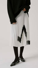 Load image into Gallery viewer, Beatrice B White Pleated Skirt with Black Lace Inserts
