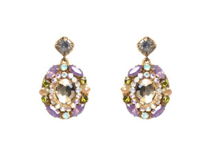 St. Erasmus Antique Lilac Crystal Oval Drop Earrings