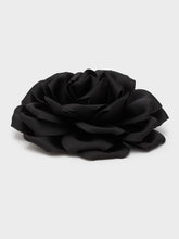 Load image into Gallery viewer, Nali Black Satin Rose Corsage Brooch / Hair Clip
