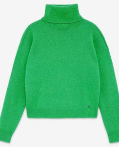 Ottodame Green Cashmere Blend Rolled Neck Jumper