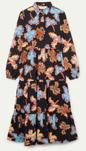 Load image into Gallery viewer, Compania Fantastica Black Abstract Floral Tiered Dress
