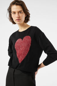 PENNYBLACK Black Cotton & Cashmere Heart Sweater