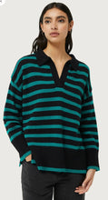 Load image into Gallery viewer, Compania Fantastica Green &amp; Black Stripes Jumper with collar
