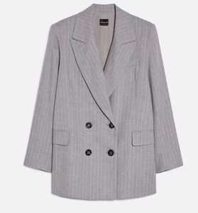 PENNYBLACK Grey Pinstripe Double Breasted Boyfriend Blazer