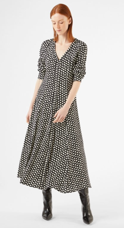 PENNYBLACK Black & White Polka Dot Sable Midi Dress