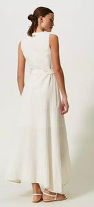 TWINSET Ivory Linen Blend Sleeveless Dress