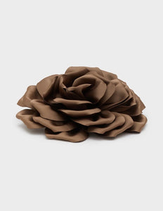 Nali Khaki Brown Satin Rose Corsage Brooch / Hair Clip