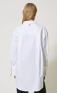 Twinset White Oversized Shirt with removable cuffs